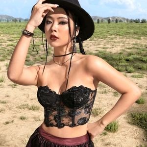 Lace sexy black crop Bralette (m)